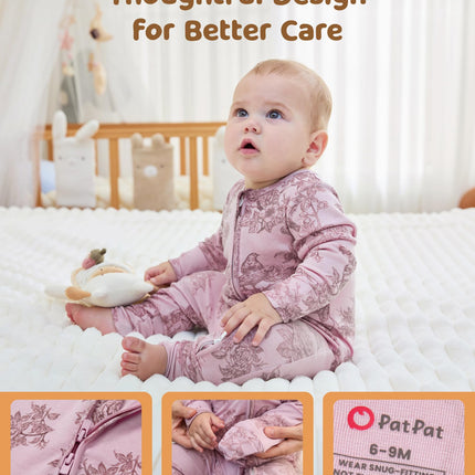 PATPAT Baby Footie Pajamas - Premium Tencel Lyocell & Wool Romper with 2-Way Zipper