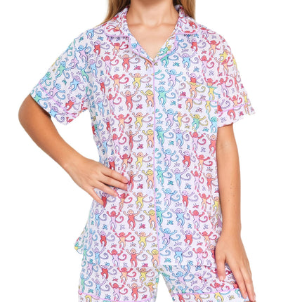 Roller Rabbit Pajamas Kids - Girls Summer 2 Piece Set - Button Down Top and Shorts