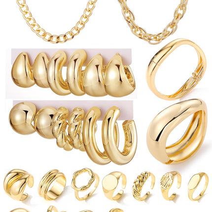 Women's Accessories - 36-Piece Gold Plated Jewelry Set Necklaces Bracelets Earrings Rings Gift