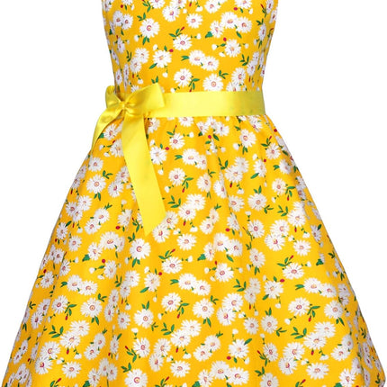 Girls Floral Cotton Dress - Sleeveless Summer Dress with Zipper Closure