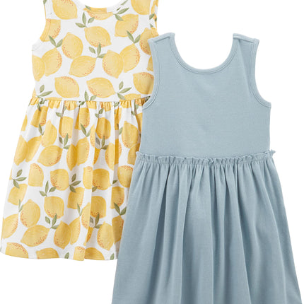 Girls Dress Set 2-Pack - Short Sleeve and Sleeveless Dresses