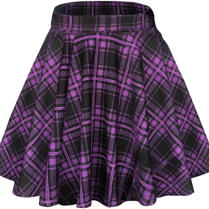 Women Flared Mini Skater Skirt - Stretchy A-Line Circle Skirt