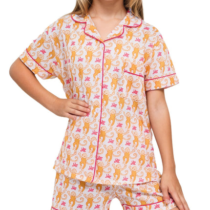 Roller Rabbit Pajamas Kids - Girls Summer 2 Piece Set - Button Down Top and Shorts