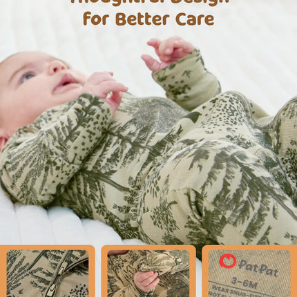 PATPAT Baby Footie Pajamas - Premium Tencel Lyocell & Wool Romper with 2-Way Zipper