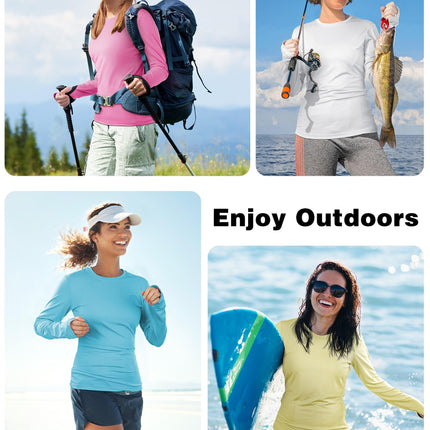 Women's UPF 50+ Sun Protection Long Sleeve Shirt - Athletic Rash Guard with Thumb Holes