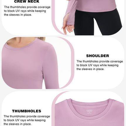 Women's UPF 50+ Sun Protection Long Sleeve Shirt - Athletic Rash Guard with Thumb Holes