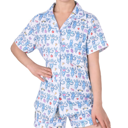 Roller Rabbit Pajamas Kids - Girls Summer 2 Piece Set - Button Down Top and Shorts