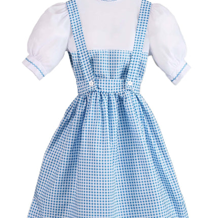 Dorothy Costume - Women's Blue Gingham Dress with White Blouse and Hair Ribbons