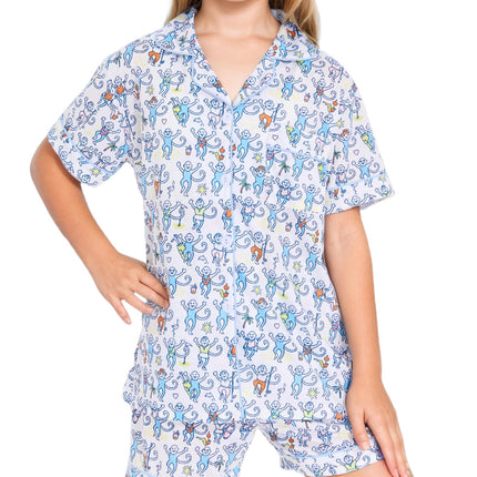 Roller Rabbit Pajamas Kids - Girls Summer 2 Piece Set - Button Down Top and Shorts