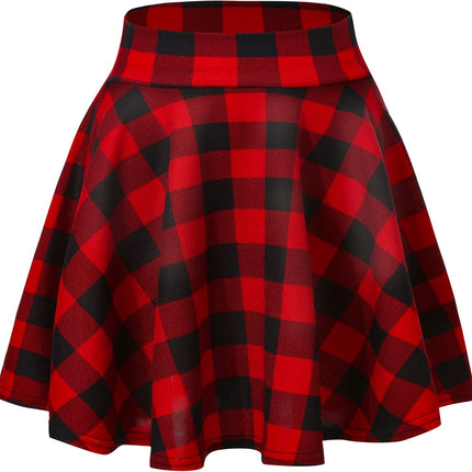 Women Flared Mini Skater Skirt - Stretchy A-Line Circle Skirt