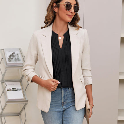 Beautiful Blouses For Ladies - Women's V-Neck Blouse with Pintuck Detail Short Petal Sleeve Business Top