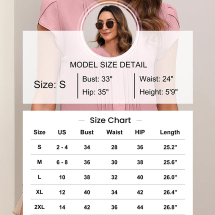Beautiful Blouses For Ladies - Women's V-Neck Blouse with Pintuck Detail Short Petal Sleeve Business Top