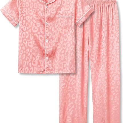 Girls Satin Pajama Set - Silky Button Down PJ with Shorts Size 6-16