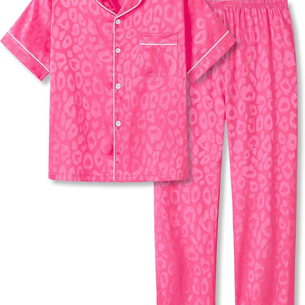 Girls Satin Pajama Set - Silky Button Down PJ with Shorts Size 6-16