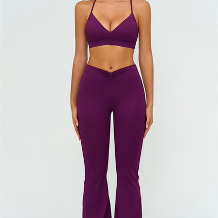 The Lushness Y-Back Sports Bra Flared Leggings 2-Piece Set