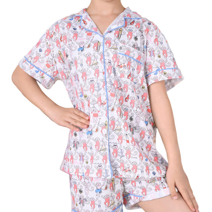 Roller Rabbit Pajamas Kids - Girls Summer 2 Piece Set - Button Down Top and Shorts
