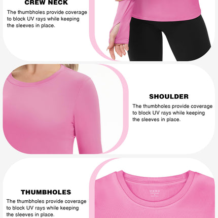 Women's UPF 50+ Sun Protection Long Sleeve Shirt - Athletic Rash Guard with Thumb Holes