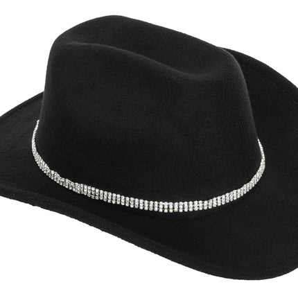 Women's Western Rhinestone Cowboy Hat - Bling Diamond Band Rodeo Fedora