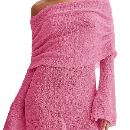 Women's Off Shoulder Beach Cover Up - Sheer Bell Sleeve Mini Dress for Swimwear