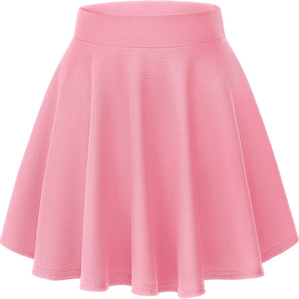 Women Flared Mini Skater Skirt - Stretchy A-Line Circle Skirt