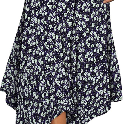 Women's Flowy Handkerchief Hemline Midi Skirt - Elastic Waist Asymmetrical Hem