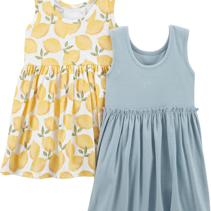 Girls Dress Set 2-Pack - Short Sleeve and Sleeveless Dresses