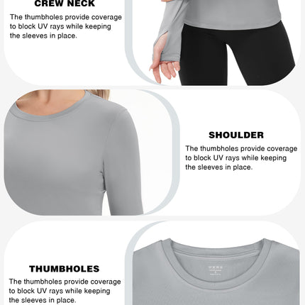 Women's UPF 50+ Sun Protection Long Sleeve Shirt - Athletic Rash Guard with Thumb Holes