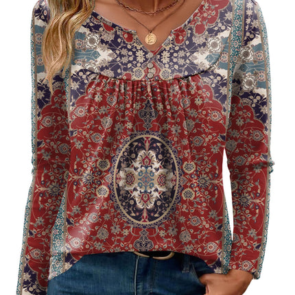 Women Long Sleeve V Neck Blouse - Casual Dressy Work Tunic Top with Pleated Detail 2025