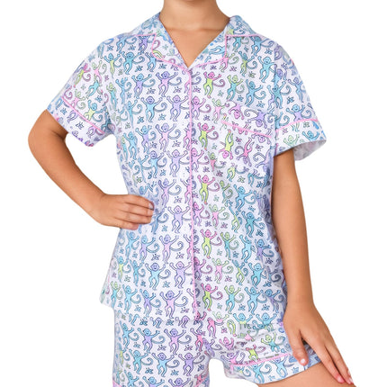 Roller Rabbit Pajamas Kids - Girls Summer 2 Piece Set - Button Down Top and Shorts