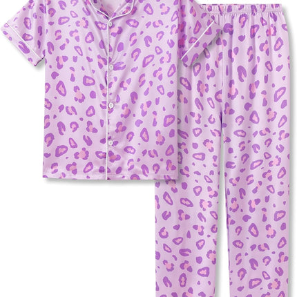 Girls Satin Pajama Set - Silky Button Down PJ with Shorts Size 6-16