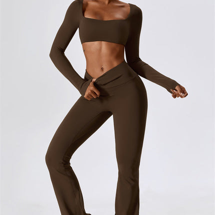 The Lily Belle Crop Top Flared Leggings 2-Piece Set