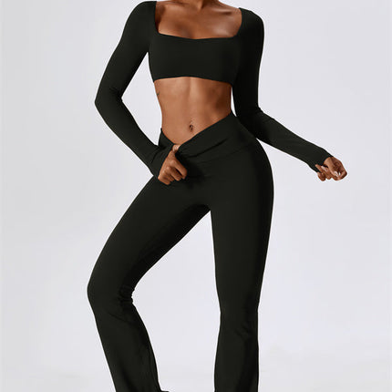 The Lily Belle Crop Top Flared Leggings 2-Piece Set