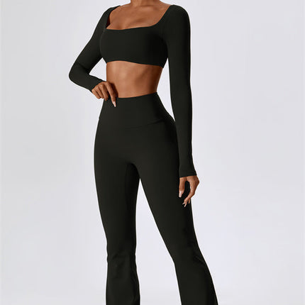 The Lily Belle Crop Top Flared Leggings 2-Piece Set
