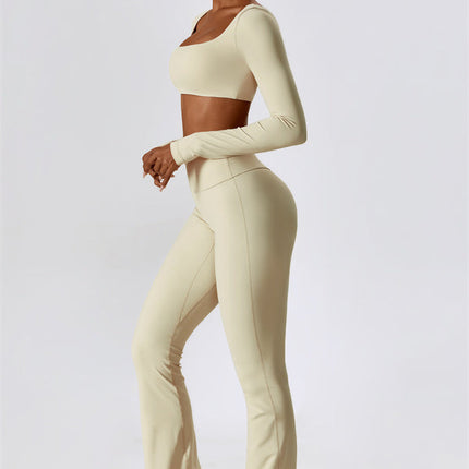 The Lily Belle Crop Top Flared Leggings 2-Piece Set