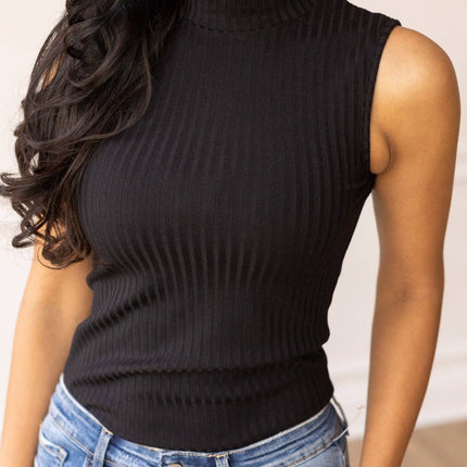 The Portia Sleeveless Turtleneck, Black