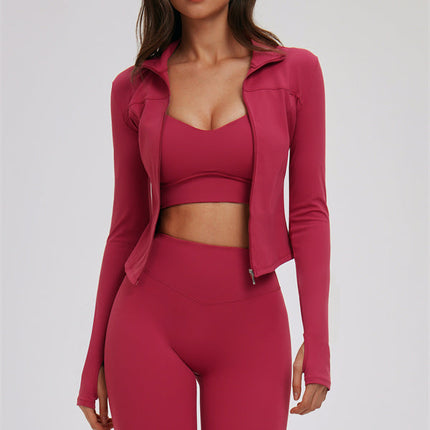 The Kinetic Zip Jacket Cross Back Sports Bra Leggings 3-Piece Set