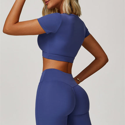 The Lavish Cut-out Crop Top Flared Leggings 2-Piece Set