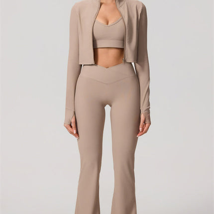The Daze Zip Jacket Flared Leggings 2-Piece Set