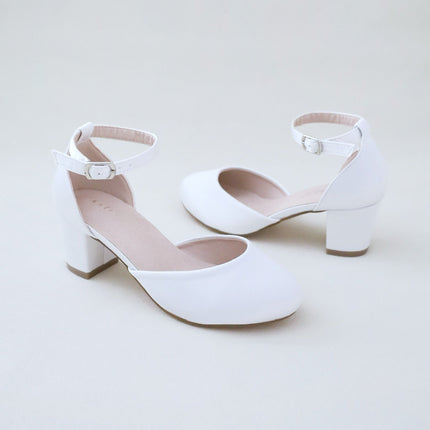 Girls Satin Block Heel