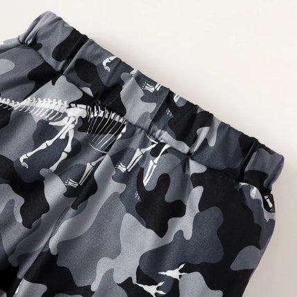 Children's Striped Hooded Bodysuit and Camouflage Pants Set