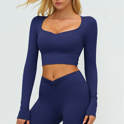 The Lushness Long Sleeve Crop Top Flared Leggings 2-Piece Set