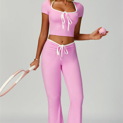 The Skyline Tie Top Flared Leggings Headband 3-Piece Set