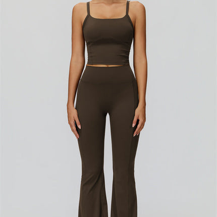 The Fyra Crop Tank Flared Leggings 2-Piece Set