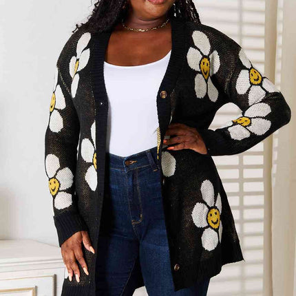 Double Take Floral Button Down Longline Women Cardigan