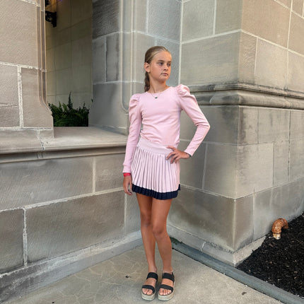 AA Blush Pink Puff Sleeve Cotton Top