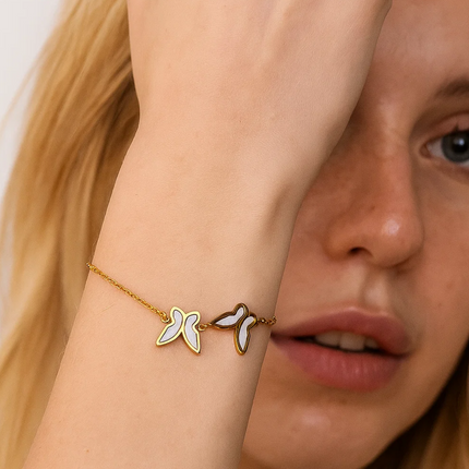 Butterfly Bracelet with Sea Shell Inlay Bracelet
