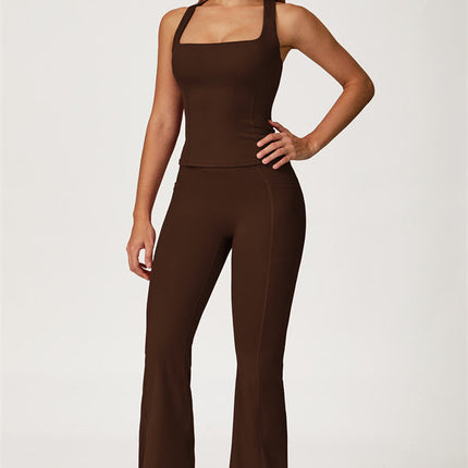 The Glacier Crop Tank Flared Leggings 2-Piece Set