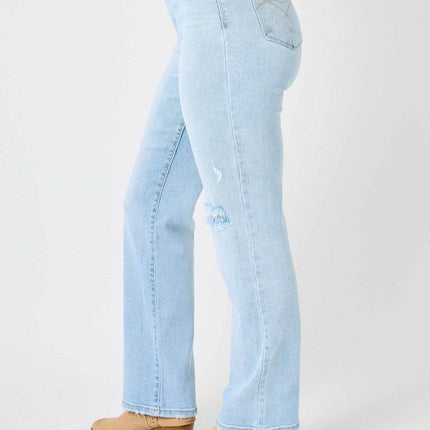 Judy Blue Full Size High Waist Distressed Straight Women Jeans