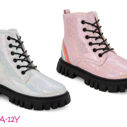 LOLITA-Girls Glitter Rainbow Combat Boot