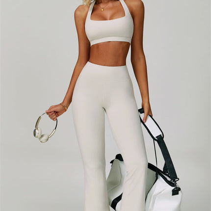 The Bold Halter Sports Bra Flared Leggings 2-Piece Set